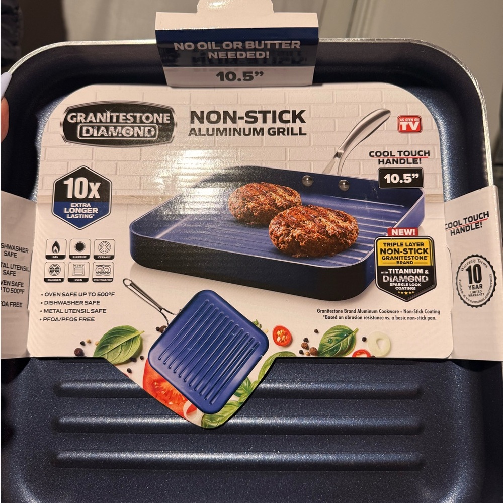 Non-Stick Aluminum Grill Pan - Blue
